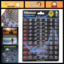 50pcs Alkaline Button Cell Battery Assortment AG3 AG4 AG5 AG10 AG13 for Toys, Wa