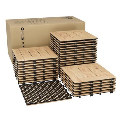 GRAVEE 22Pcs Acacia Wood Deck Tile 12''x12'' Outdoor Indoor Interlocking Flooring