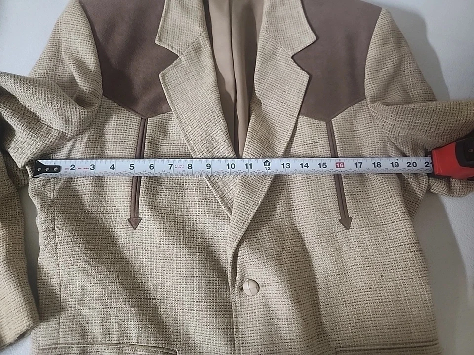 Vintage Pioneer Wear Western Brown Blazer Size 40L Suede Front/Back Poly/Wool - Image 4 of 4