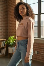 Women's Cropped Pullover Hoddie Size Large