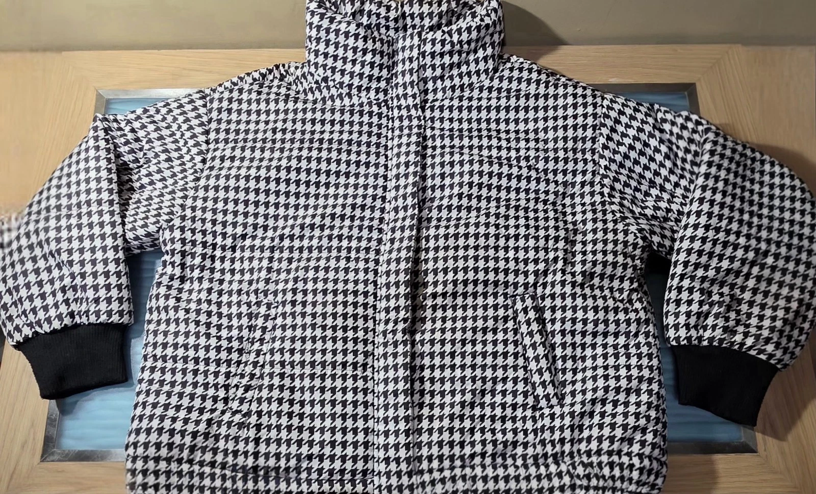 Marc New York Andrew Marc Houndstooth Puffer Jacket Men’s XL Black White