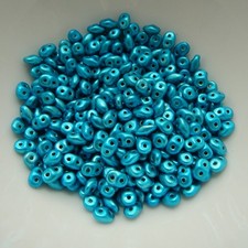 2x5mm SuperDuo Beads Metalust Turquoise 10 grams Czech Glass