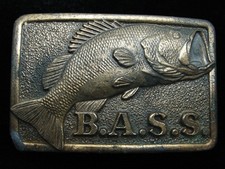 QH15127 VINTAGE 1970s  BASS ANGLER SPORTSMAN SOCIETY  FISHING BELT BUCKLE