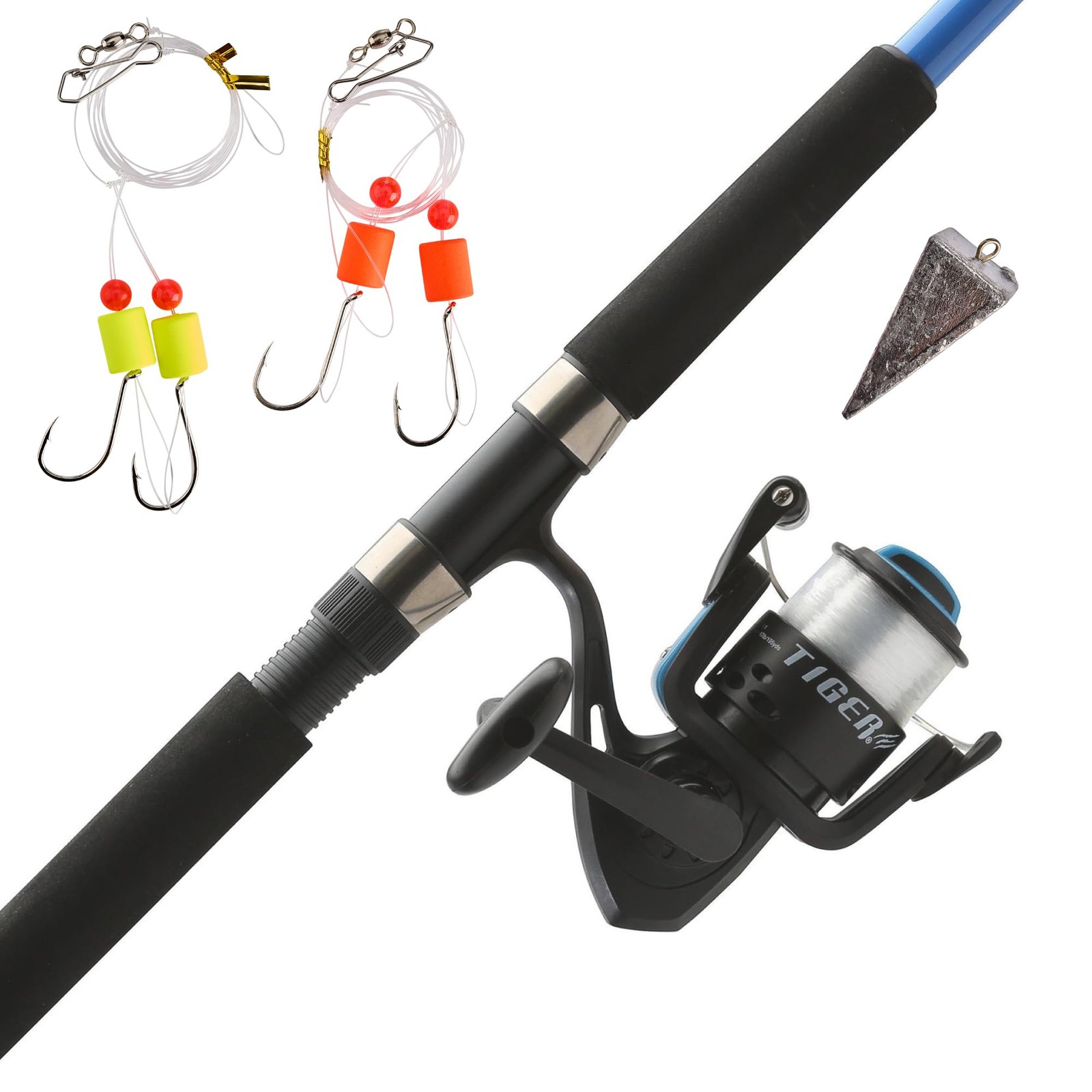 Tiger Surf Spinning Reel and Fishing Rod Combo with Bottom F