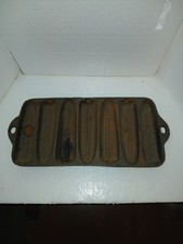 Vintage Cast Iron Cornbread Stick Pan 7 Ear Corn Cob Mold Unmarked 12" USA Bake