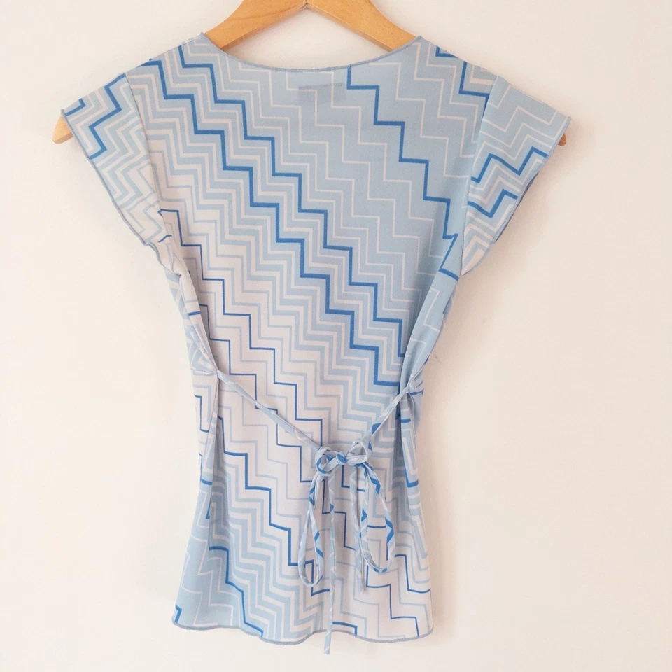 Vintage Y2K Babydoll Wrap Top S Tight Fit Fitted Empire Waist Retro Indie Mall - Image 2 of 4