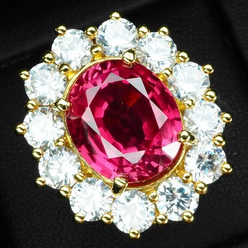 Glittering Pink Padparadscha Sapphire 10.60Ct 925 Sterling Silver 24K Gold Rings