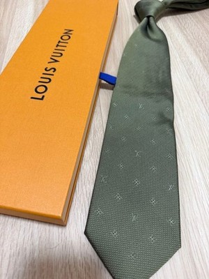 LOUIS VUITTON Seidenkrawatte mit Allover-Muster Olivgrün Herren Gebraucht