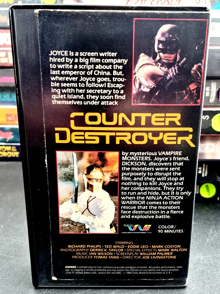 Counter Destroyer VHS Transworld 1989 Robo Vampire Sci-Fi Ninja Godfrey Ho VG - Image 2 of 3