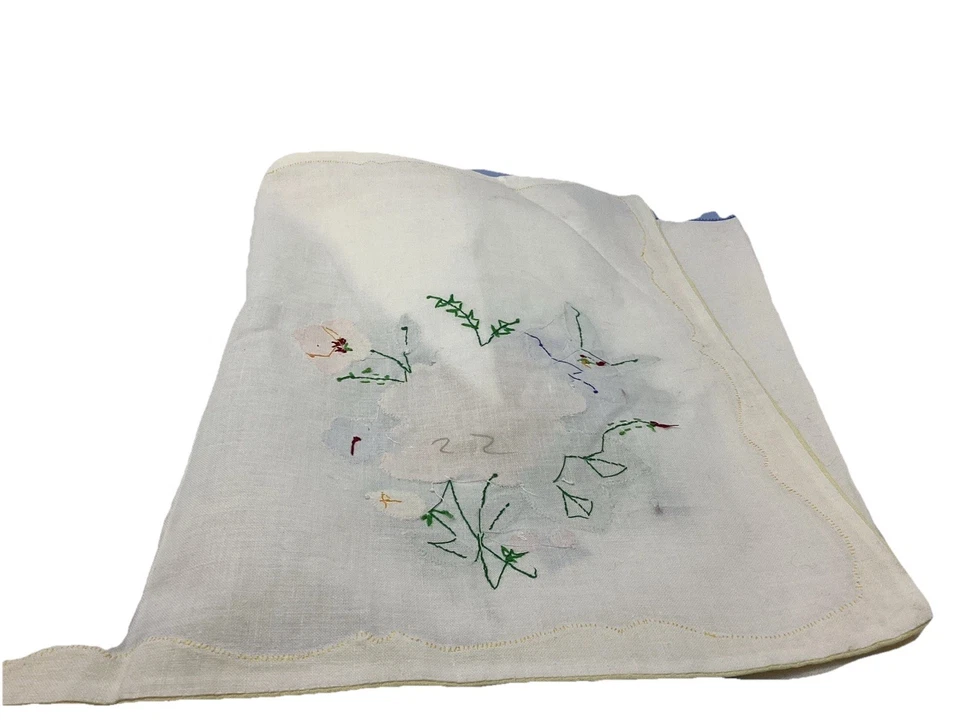 Vtg  Napkins & Placemats Blue/Yellow Floral Applique Sunham & Co. (2) Sets - Image 4 of 4