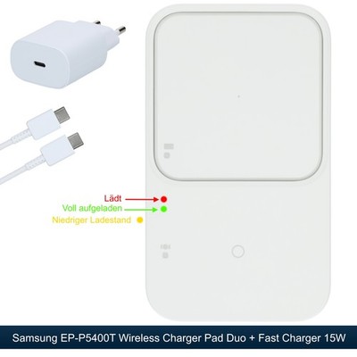 Original Samsung Wireless Charger Duo EP-P5400T Ladepad 15W Fast Charger White