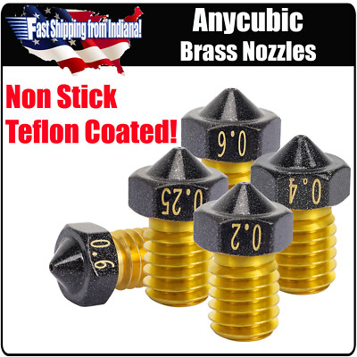 ANYCUBIC J-HEAD M6 Brass Nozzle, Teflon Coated 1.75mm Filament,  V6 Nozzles