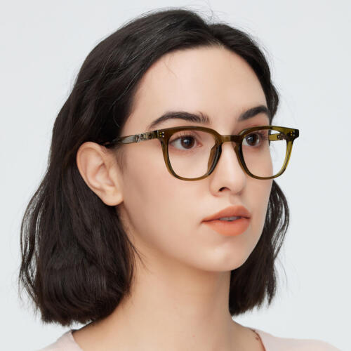 Eckige Kunststoffbrille für Herren Damen leichte Schlüsselloch Brille Brillengestell glänzend schwarz - Bild 5 von 22