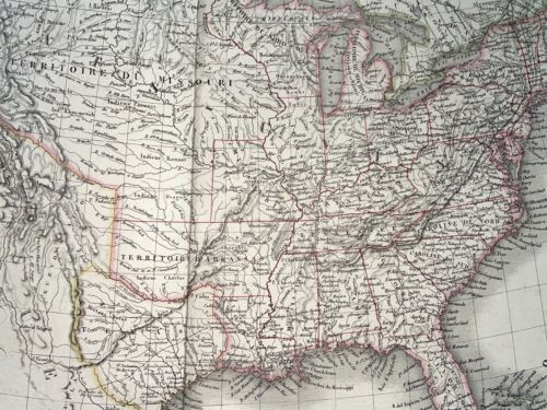 ESTADOS UNIDOS CANADÁ REPÚBLICA DE TEXAS 1838 LAPIE SIGLO XIX GRAN MAPA ANTIGUO - Imagen 3 de 10