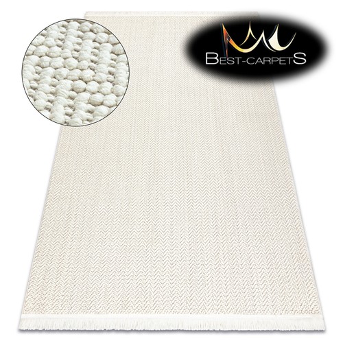 TRENDIGE STILVOLLE MODERNE TEPPICHE ""NANO"" Chevron flach gewebte Schleife Sisal-ähnlich weiß creme - Bild 1 von 11