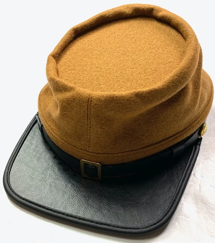 CIVIL WAR CSA CONFEDERATE BUTTERNUT WOOL KEPI FORAGE CAP HAT-XLARGE