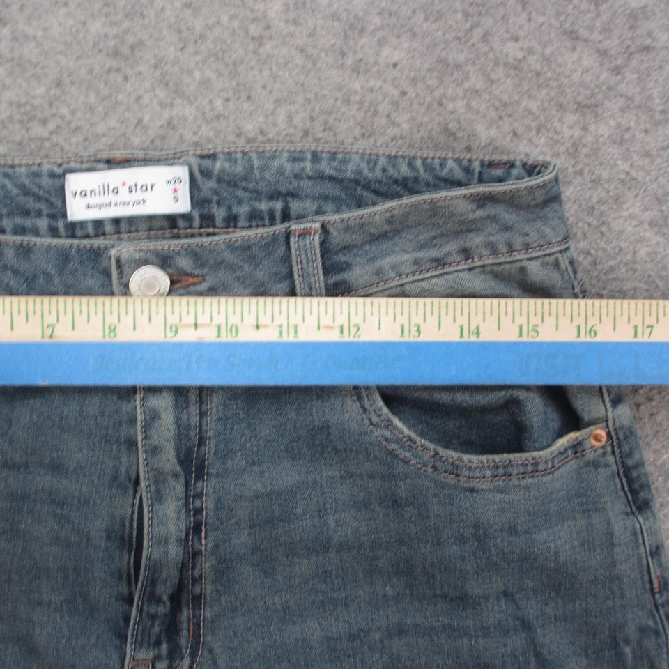Pantalones de mezclilla para mujer Vanilla Star 9/10 azules lavado medio holgados pierna ancha *Nota Foto 4 de 4
