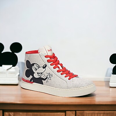 NWT Coach X Disney Mickey Mouse Keith Haring Clip High Top Sneaker 7054 8D Shoes
