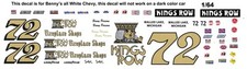  72 Benny Parson Kings Row Fireplace Shops Chevy 1/64th HO Scale Slot Car Decals
