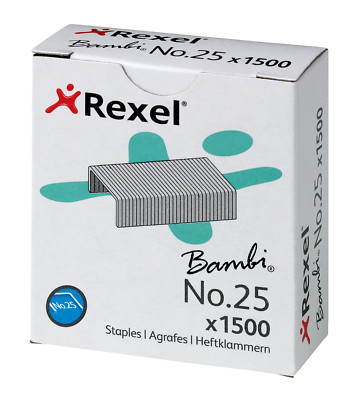 1 P. REXEL Heftklammern Bambi Nr. 25 4mm 1500 Stück ACCO5020 Leistung 10Blatt