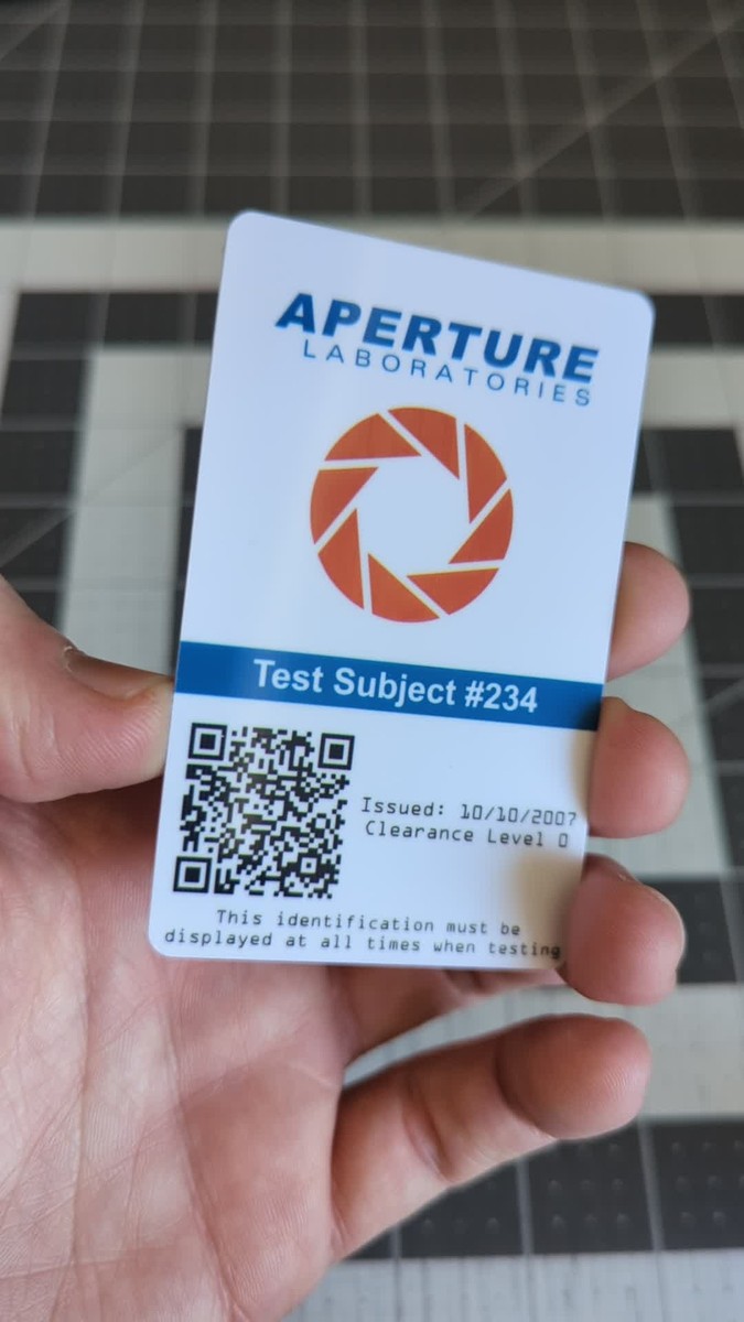 Aperture Laboratories Parody Prop ID on a Laminated ID Card (Labs