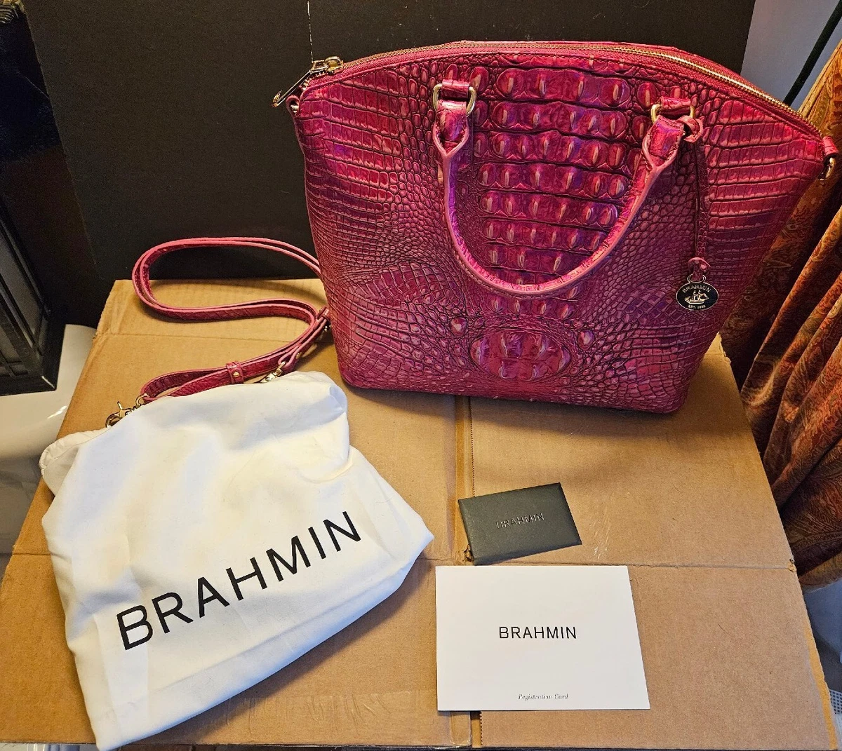 Brahmin Large Duxbury Potion Melbourne Pink Leather Satchel