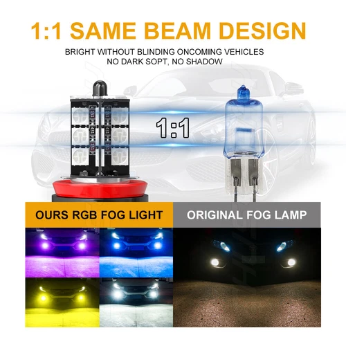 H11/H8 Multi-Color LED Bulbs with Wireless IR Remote For Fog Light Driving Lamp - Picture 9 of 13