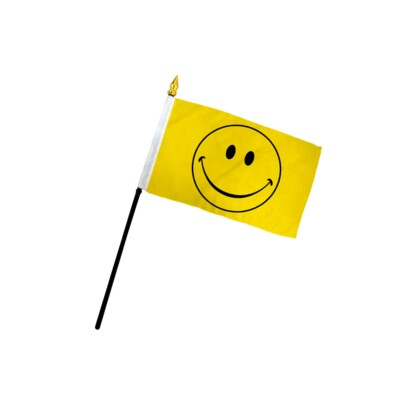 1 Dozen Happy Face Flags 4x6in Stick Flag Smiley Face Flag