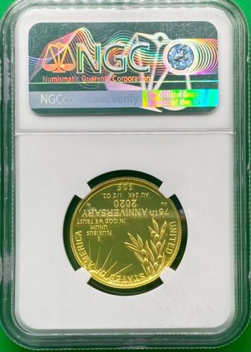 2020 End of World War II 75th anniversary W $25 Gold Medal PF70 FDOI Anna CABRAL - Picture 7 of 8