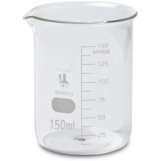 KARTER SCIENTIFIC 150ml Glass Beaker, Griffin Low Form, Graduated, Karter Sci 232P4 (Single)