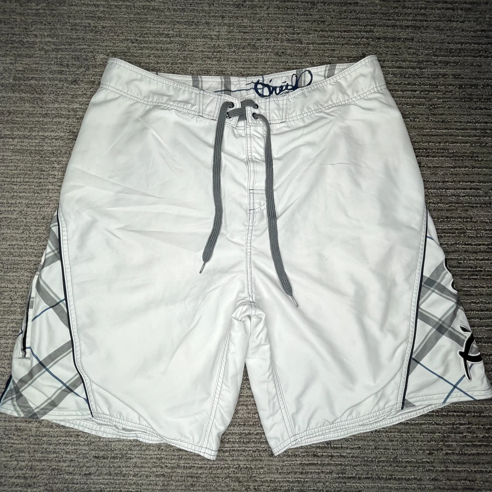 Oneill Size 38 Mens Shorts Swimming Surf Water Sports Drawstring White