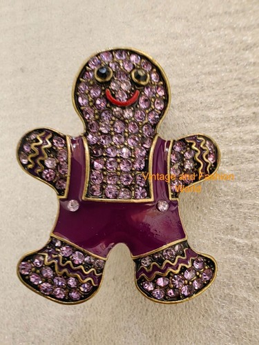 Last One Heidi Daus Pin Gingerly Gorgeous Gingerbread Boy Enamel Crystal Pin - Picture 2 of 5