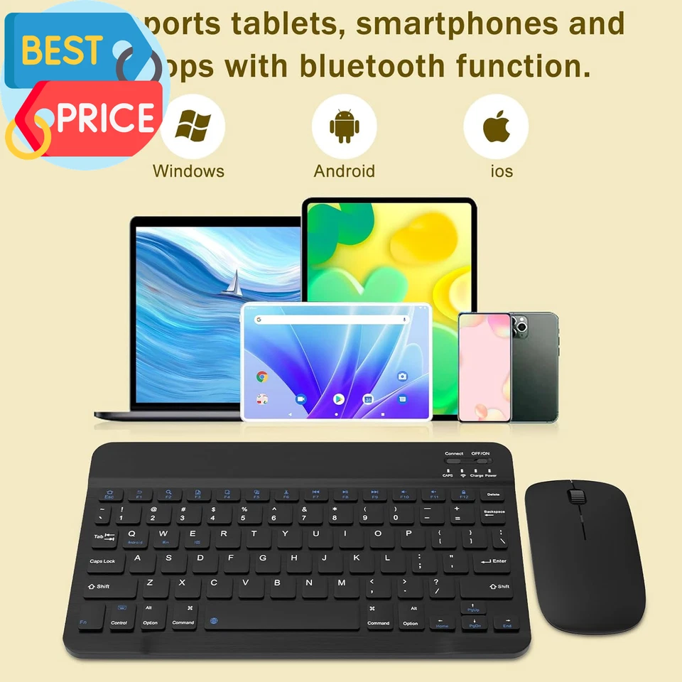 Rechargeable Bluetooth Keyboard and Mouse Combo Universal Ultra-Slim Wireless - Image 2 of 4
