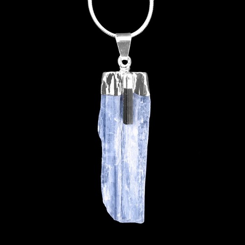 Black Tourmaline KYANITE Crystal Chakra Pendant & 925 Sterling Silver Necklace - Picture 3 of 6