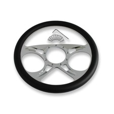 14 Billet Aluminum Steering Wheel 9 Hole W Black Half Wrap Leather Gm Chrome
