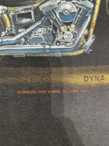 Vintage Harley Davidson 3D Emblem Mens 90s Single Stitch T Shirt Dyna Glide L - Picture 3 of 9