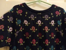 Girls TEA Collection Sz 10 s/s Knit Sweater Dress Navy Blue Floral Flower Print