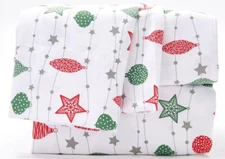 Home Reflections Christmas Ornaments Printed Brushed Sheet Set- King