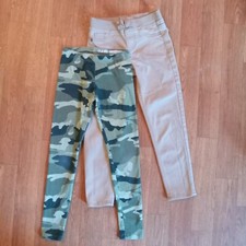 Wonder Nation Girls Legging/Jegging Pants Size 7-8 Camo/Beige Lot Of 2