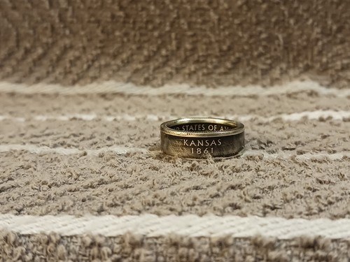 KANSAS State 90% Silver Washington Quarters coin ring 6 1/2 2005 - 第 4/4 張圖片