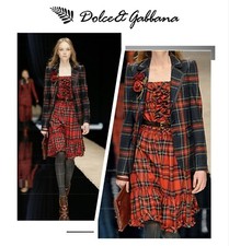 D&G Dolce&Gabbana Dress IT40 red print plaid catwalk very rare corset wool