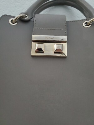 Furla Bella Satchel/Handbag Bag In Saffiano Leather - Gray | eBay