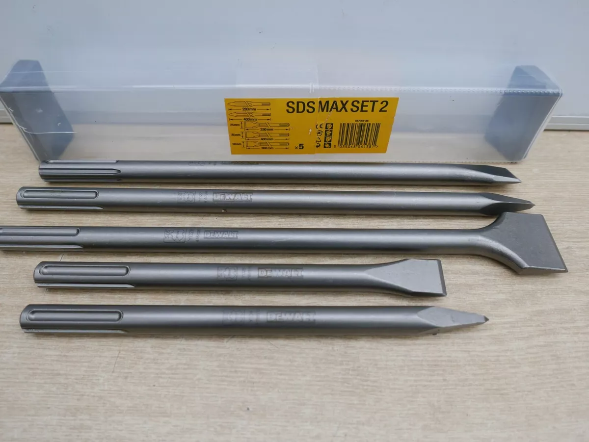 DEWALT 5PCE SDS MAX CHISEL SET 25MM 50MM CHISELS POINTS