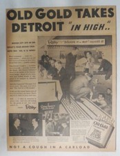Old Gold Cigarette Ad: Robert Ripley in Detroit from 1930's 10 x 14 inches