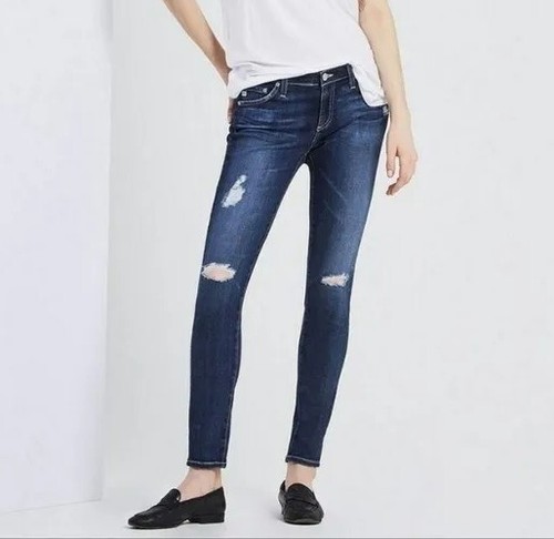 Ag Adriano Goldschmied The Legging Super Skinny Ankle Distressed Jeans 25R - Picture 2 of 4