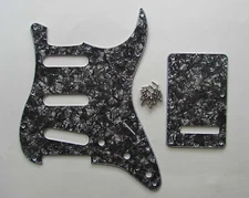 ST Pickguard,Back Plate and Screws SSS Black Pearl