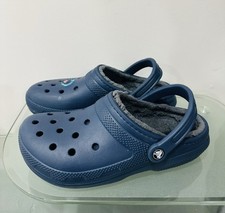 Crocs Dual Comfort Navy Faux Fur Lined Slip On Clogs Sandals Women 8 Men 7