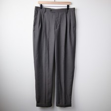 Daniel Cremieux Signature Dress Pants Mens 34x32 Brown Pleated Cuffed Slacks