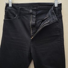 MOTHER The Hustler Ankle Fray Denim Jeans Women's 26 Black "Not Guilty" USA Made