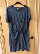 Talbots Blue Short Sleeve Tie-Front Casual Dress